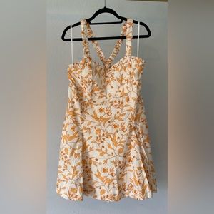 Anthropologie Sweetheart Mini Dress-Orange and Cream Floral Print